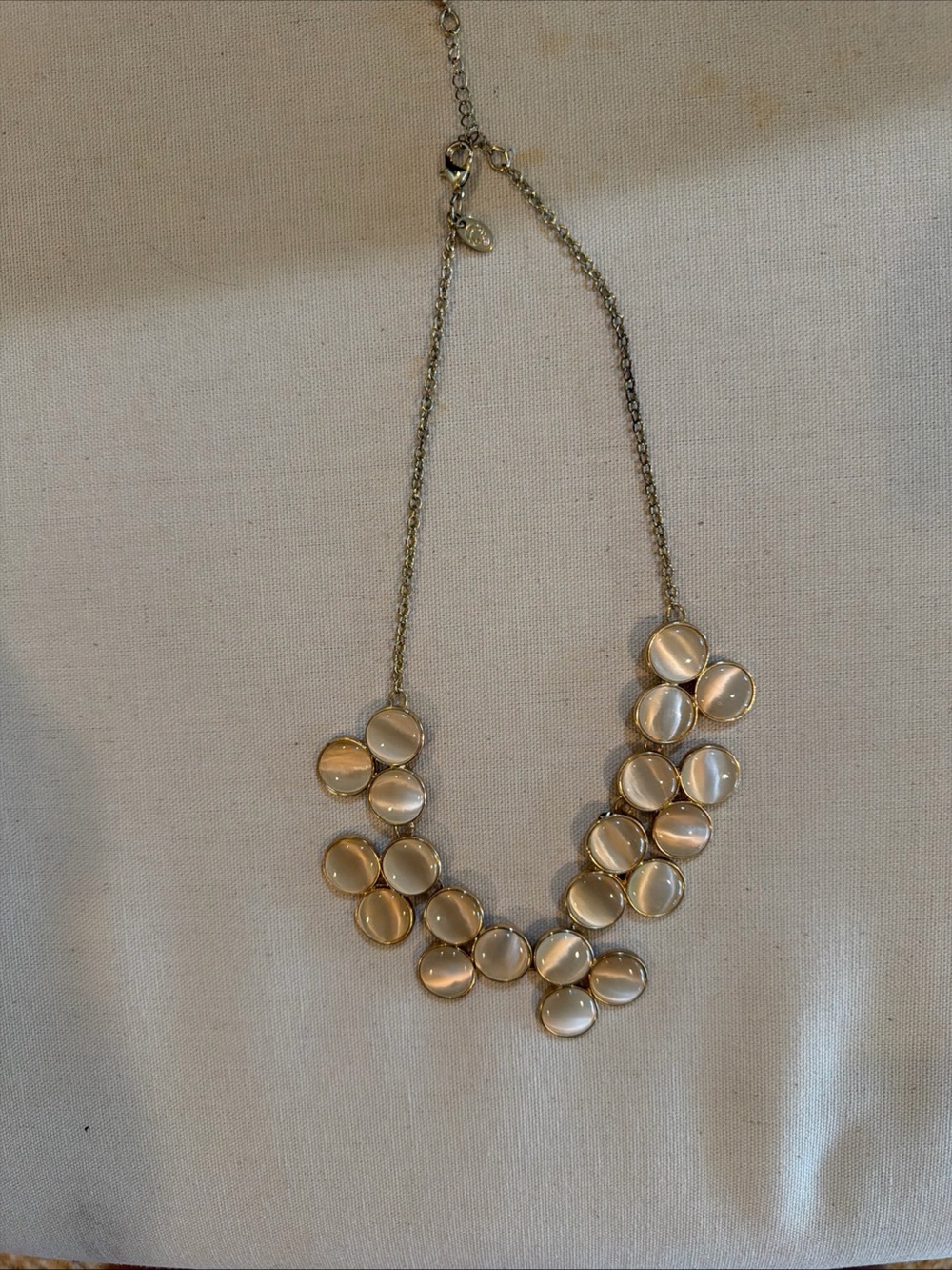 Gold-Tone Ivory Cats Eye Petal Cluster Necklace